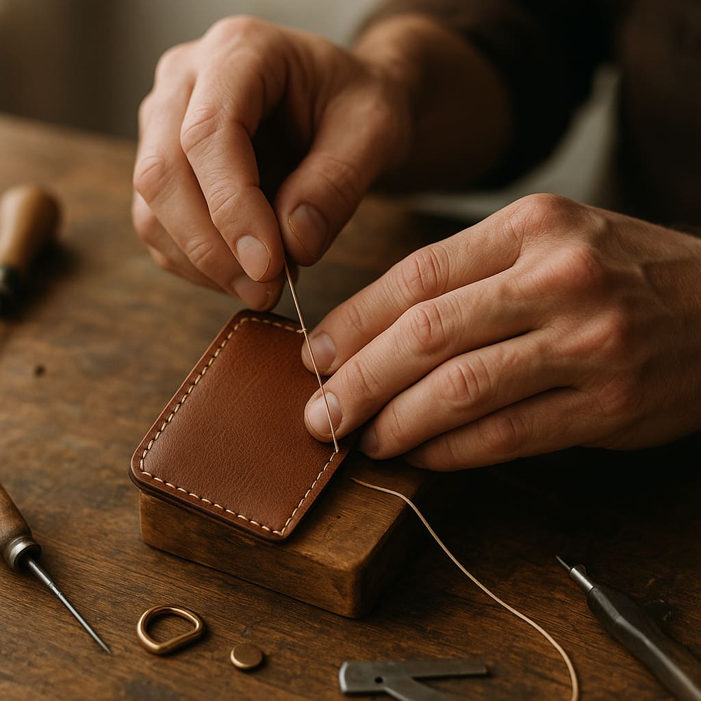 Handwerkliche Lederfertigung im Atelier